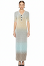Chevron Pattern Button-Front Knit Maxi Dress