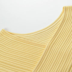 Crisscross Knit Maxi Dress with Cutout Waist and Lace Panel Detail