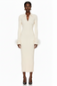 Feather Cuff Ribbed Knit Maxi Dress