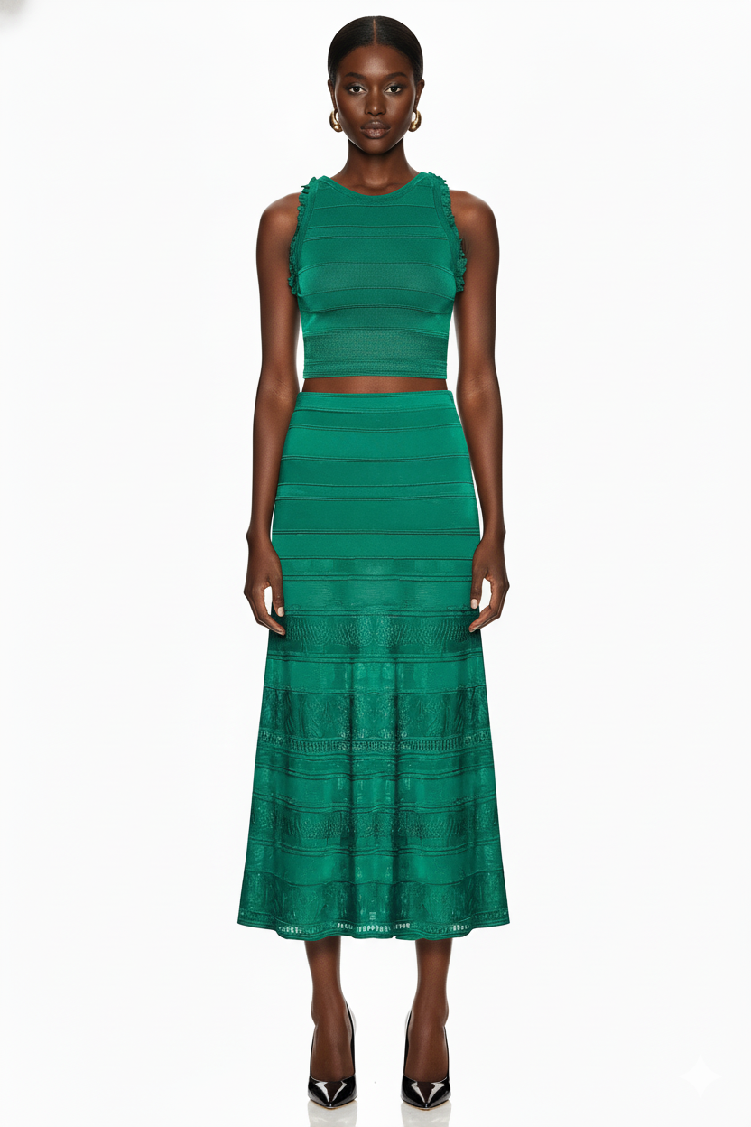 Emerald Sculpt Knit Two-Piece Set