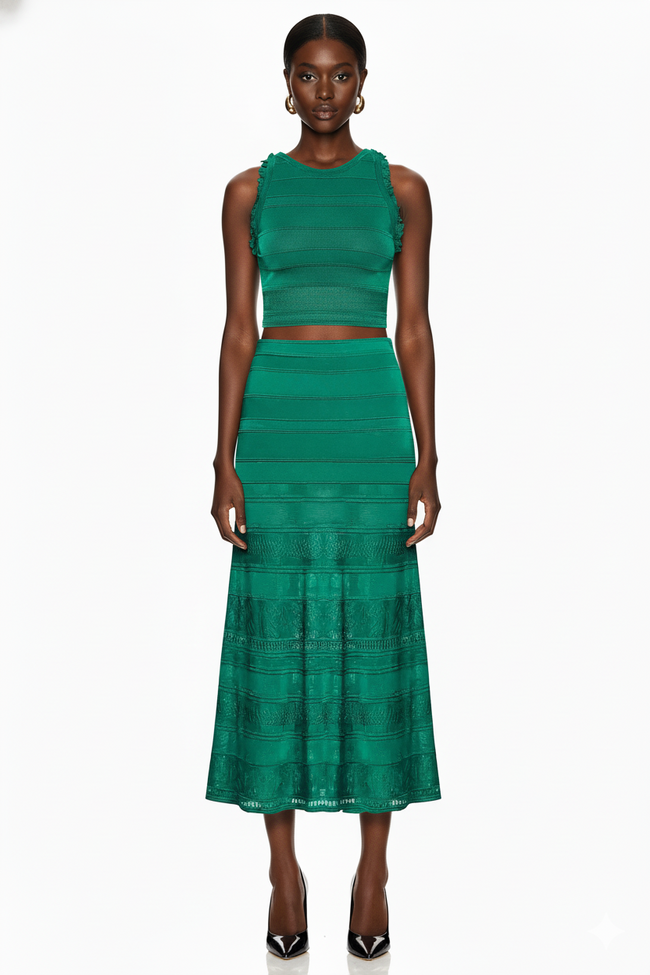Emerald Sculpt Knit Two-Piece Set Hover Image