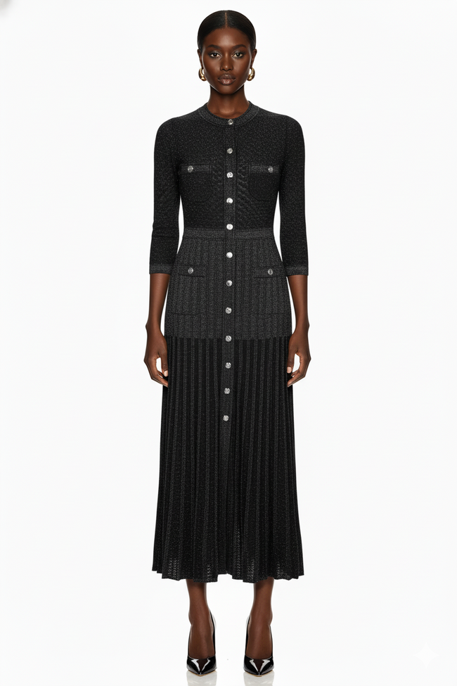 Textured Knit Cardigan Midi Dress Main Image