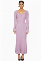 Embellished Ribbed Knit Maxi Dress