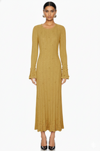 Embellished Ribbed Knit Maxi Dress