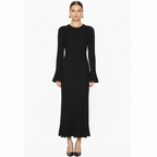 Embellished Ribbed Knit Maxi Dress