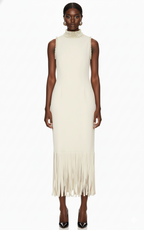 Embellished Fringe Trim Sleeveless Midi Dress