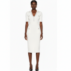 Embellished Trim Ribbed Knit Midi Dress