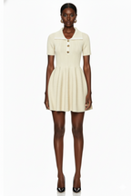 Collared Ribbed Knit Fit-and-Flare Mini Dress