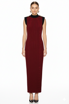 Contrast Trim Knit Maxi Dress and Zip-Up Cardigan Set