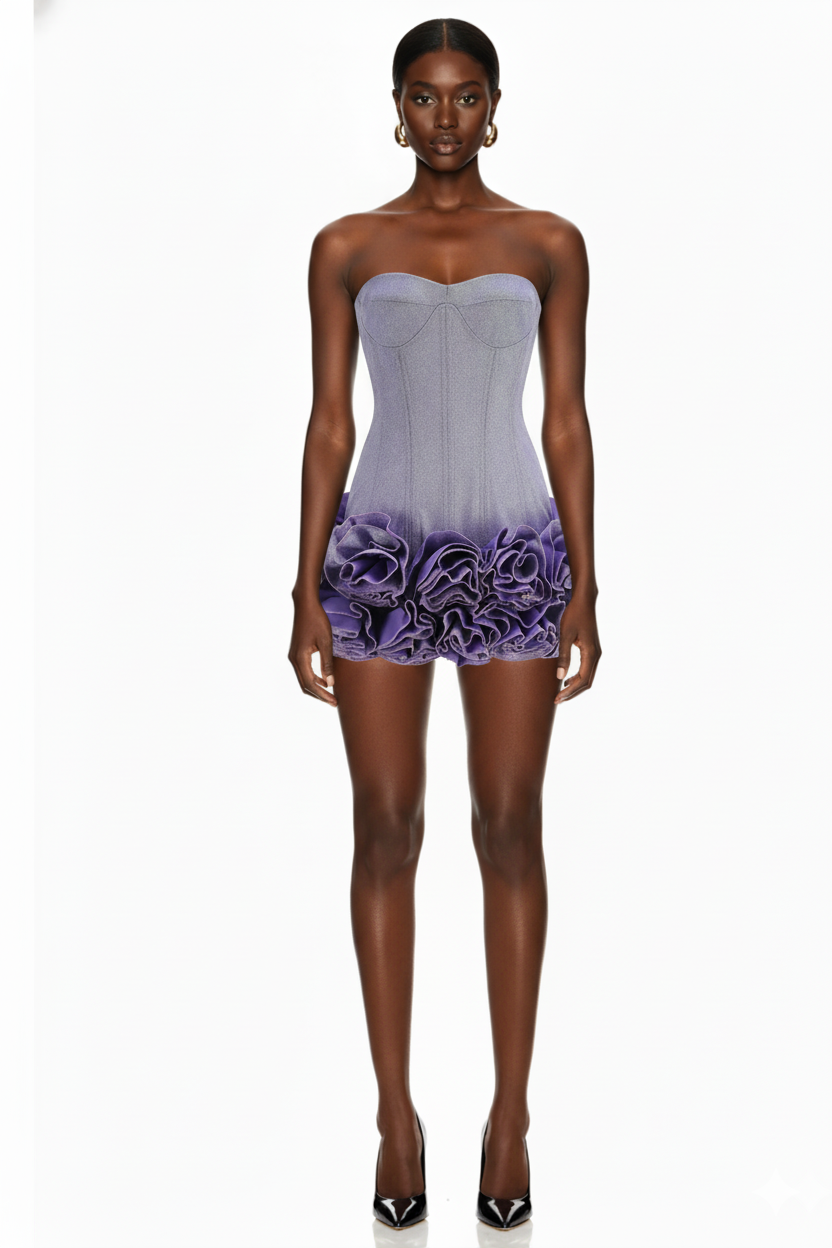 Strapless Corset Mini Dress with Ruffled Hem