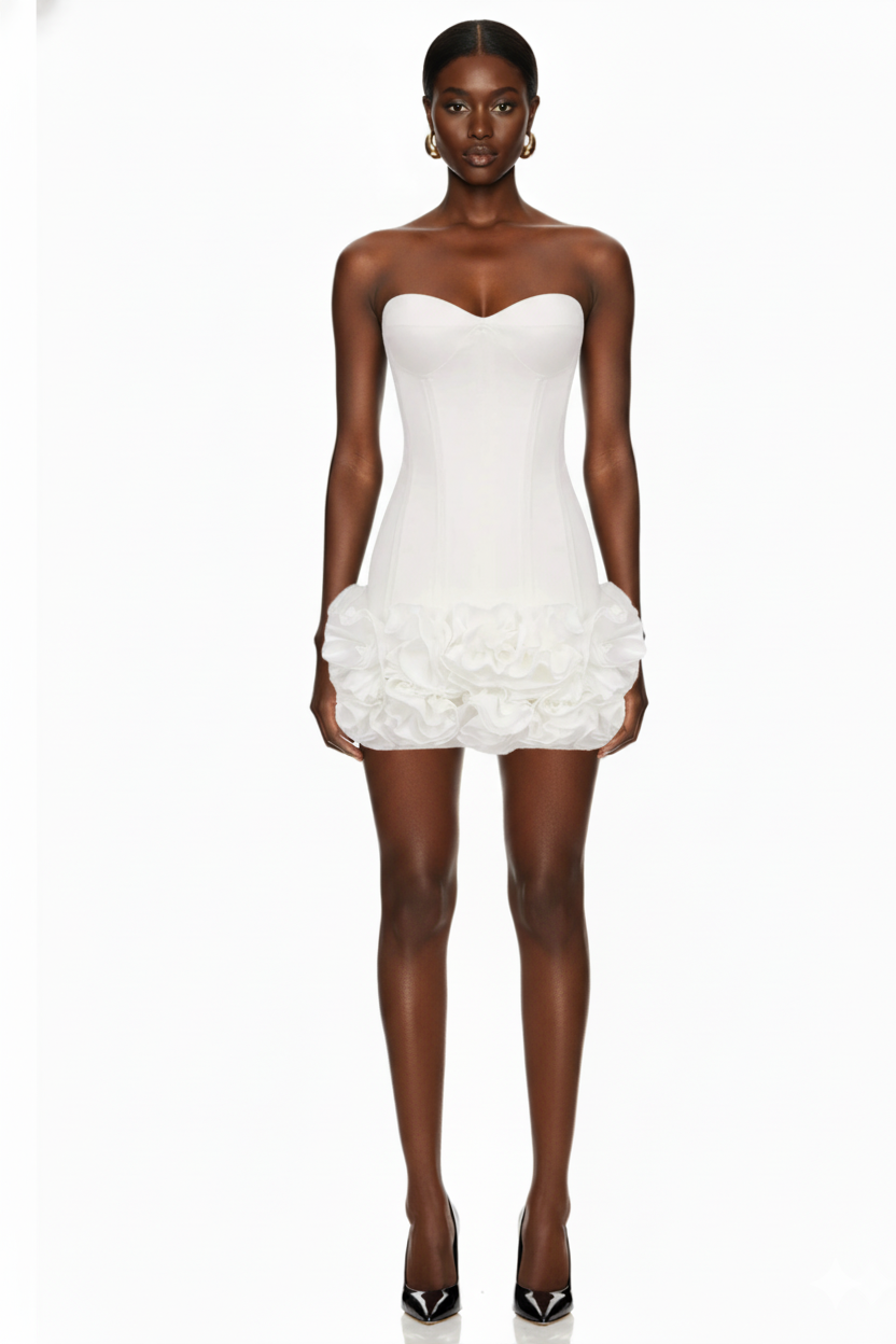 Strapless Corset Mini Dress with Ruffled Hem