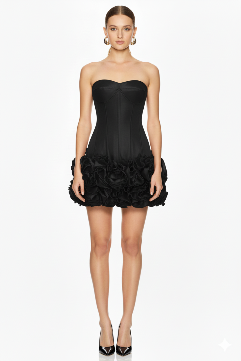 Strapless Corset Mini Dress with Ruffled Hem