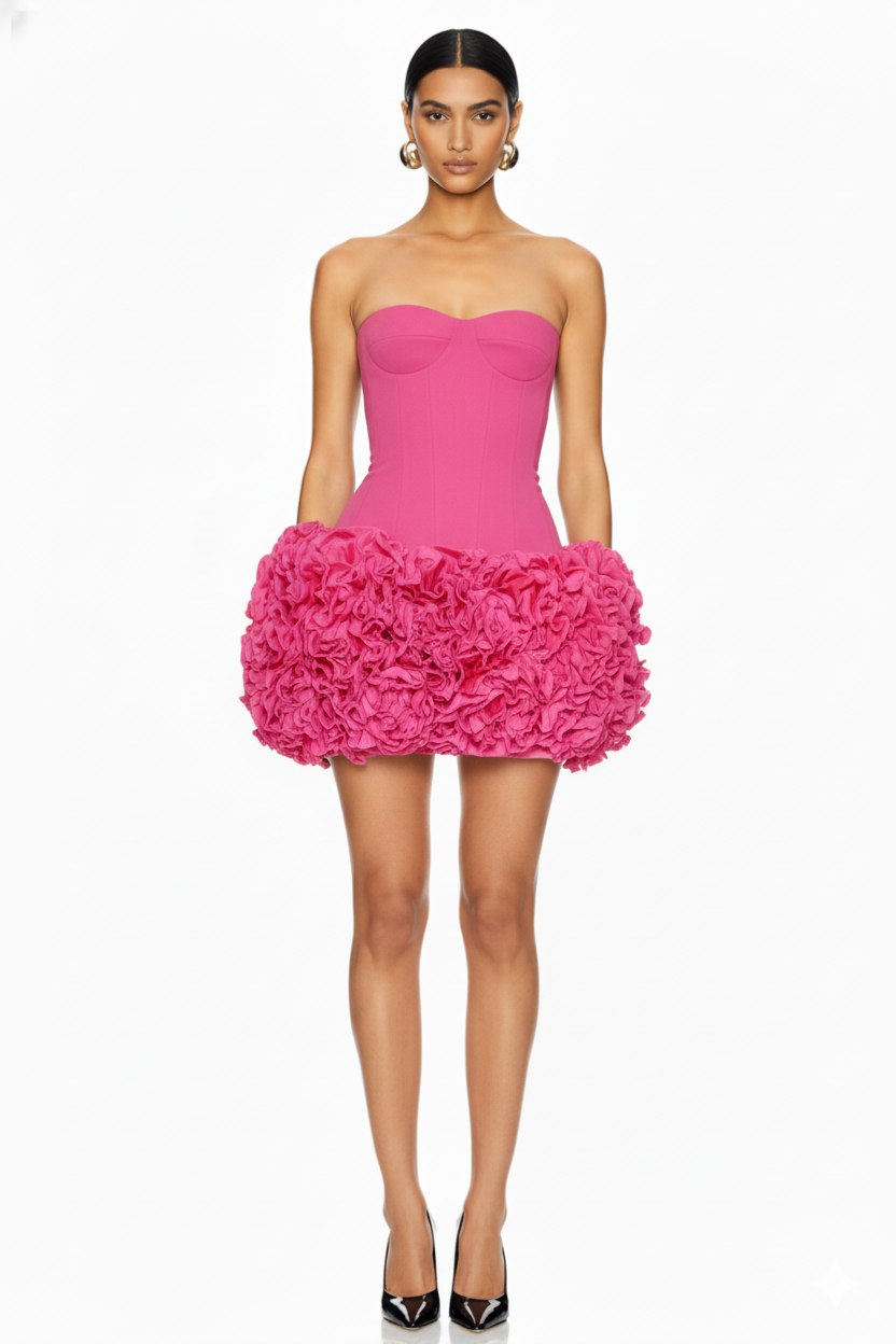 Strapless Corset Mini Dress with Ruffled Hem