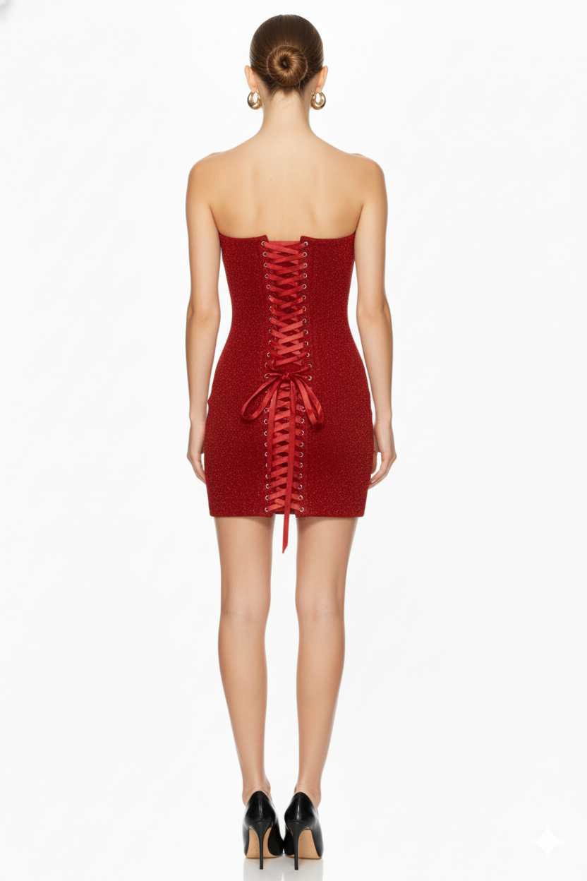 Strapless Corset Sequin Mini Dress