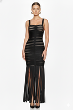 Cutout Bandage Fringe Maxi Dress