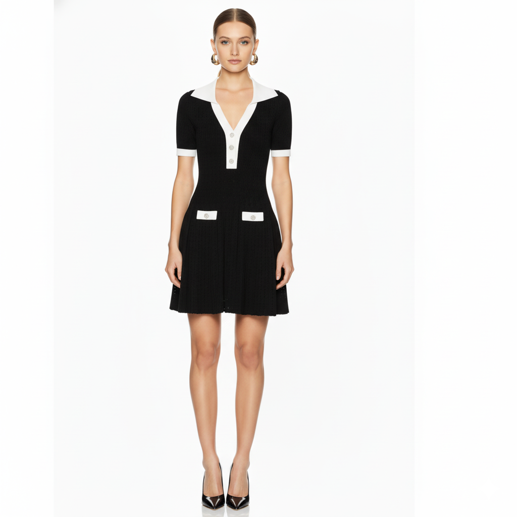 Vintage Knit Fit and Flare Mini Dress