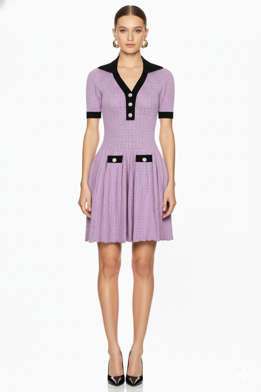 Vintage Knit Fit and Flare Mini Dress