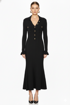 Long Sleeve Collared Knit Mermaid Dress