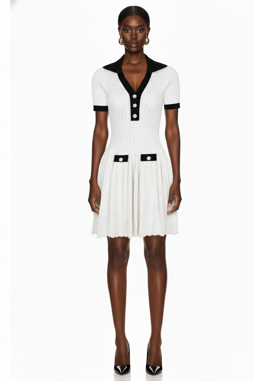 Vintage Knit Fit and Flare Mini Dress