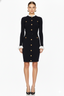 Chic Ribbed Knit Dress with Gold Buttons
