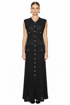 Chic Ribbed Knit Dress with Gold Buttons