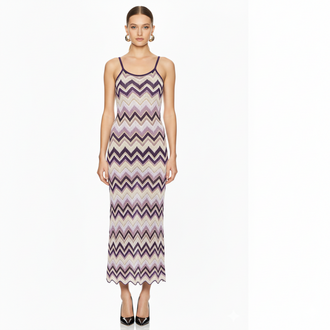 Chevron Knit Strappy Maxi Dress Main Image