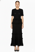 Ruffled Trim Knit Maxi Dress