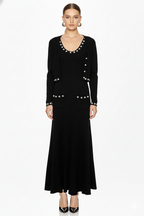 Embellished Trim Knit Dress and Cardigan Set