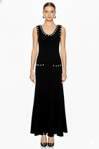 Embellished Trim Knit Dress and Cardigan Set