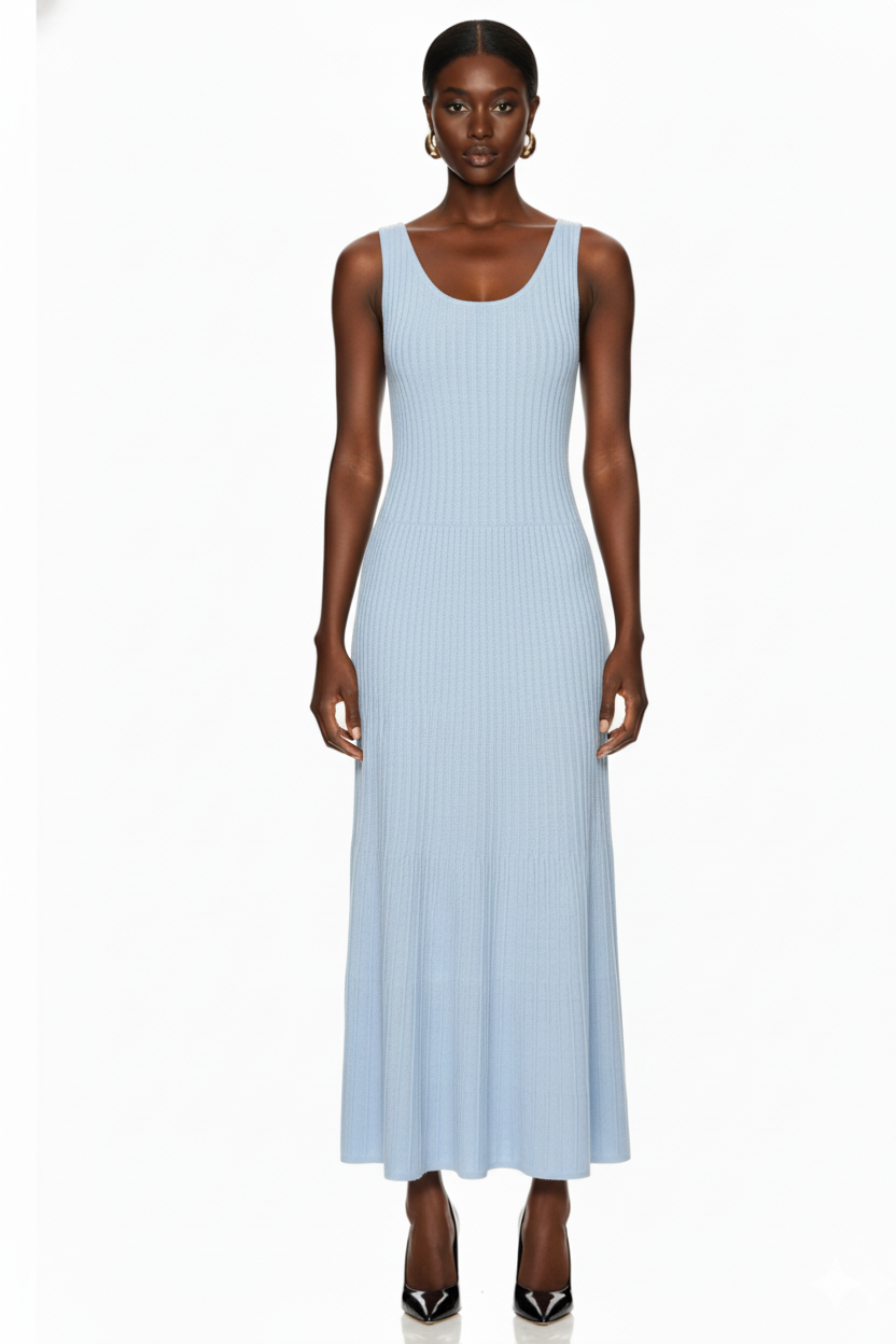 Sleeveless Ribbed Knit Maxi Dress