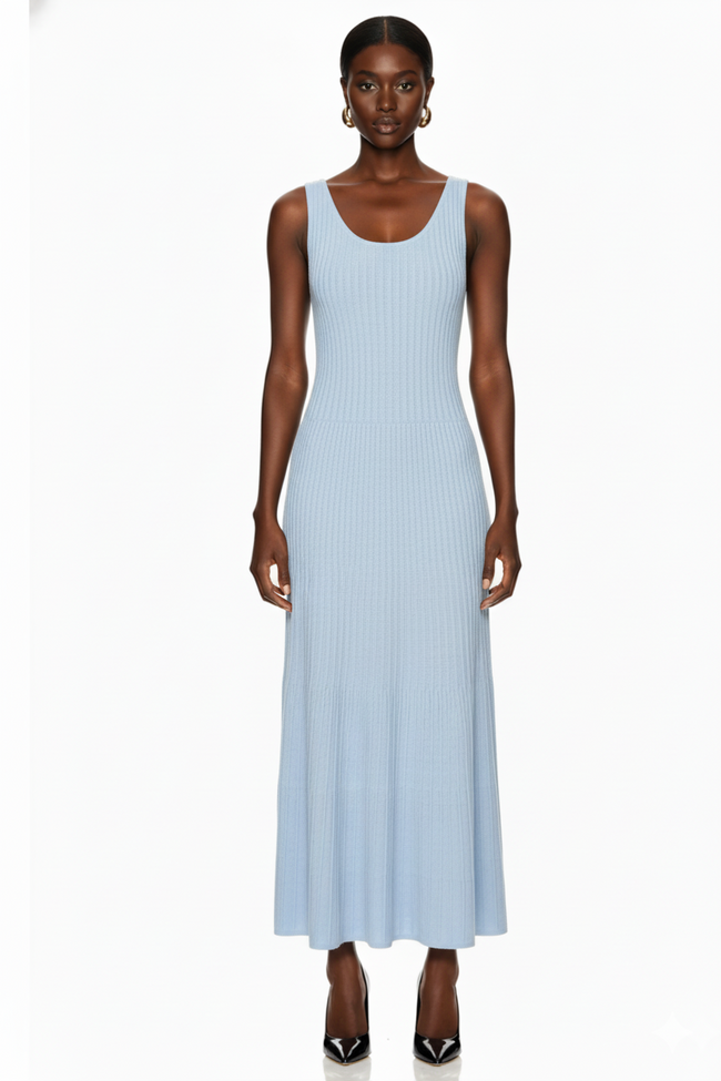 Sleeveless Ribbed Knit Maxi Dress Hover Image