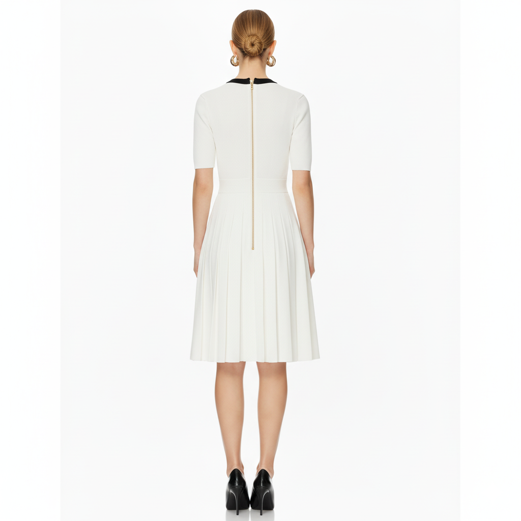 Elegant Square Neck Knit Skater Dress