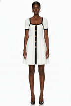 Elegant Square Neck Knit Skater Dress