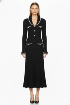 Chic Pocket Detail Knit Long Dress