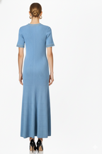 Elegant Contrast Trim Knit Maxi Dress