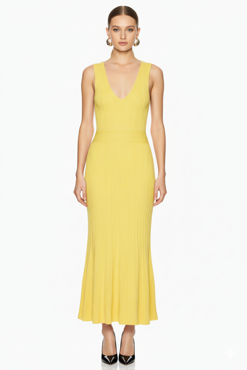 Sleeveless Ribbed Knit Maxi Dress