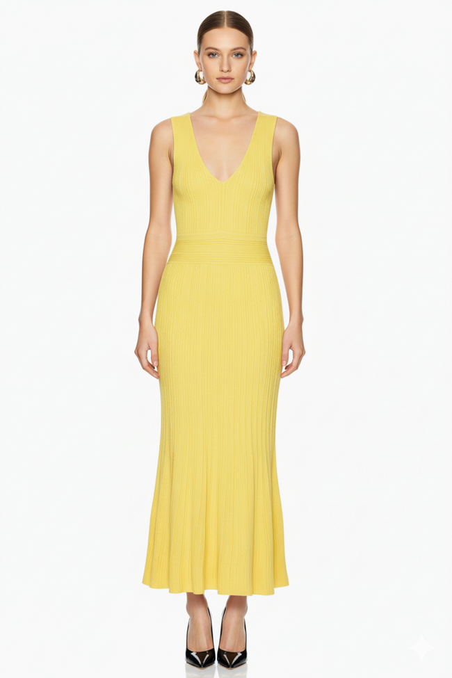 Sleeveless Ribbed Knit Maxi Dress Hover Image