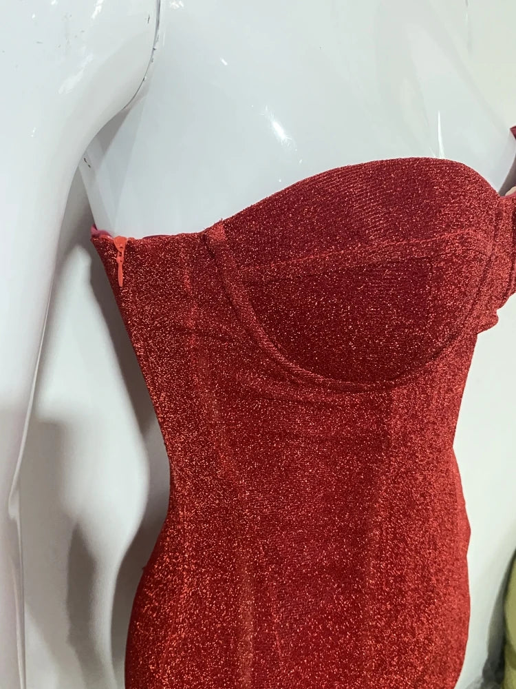 Strapless Corset Sequin Mini Dress