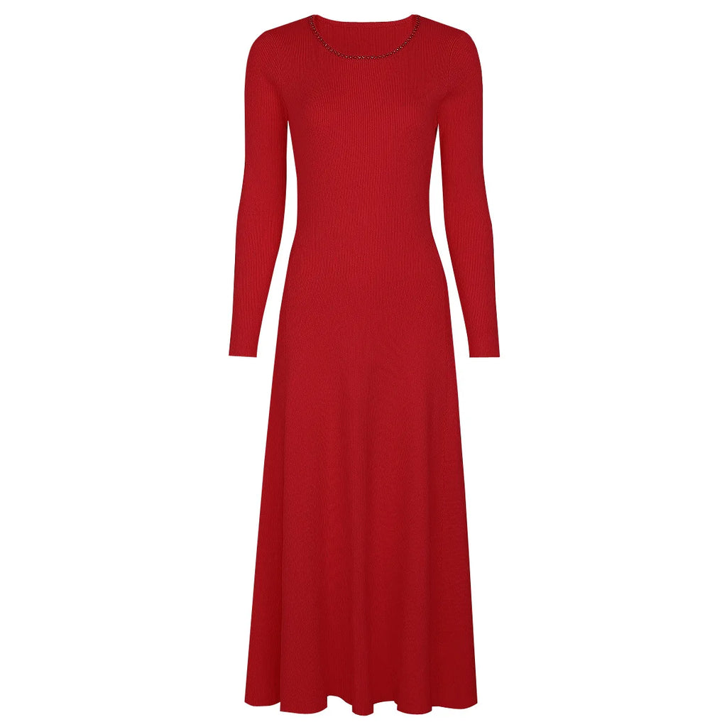 Elegant Long Sleeve Knit Maxi Dress