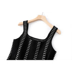 Studded Fit and Flare Knit Mini Dress