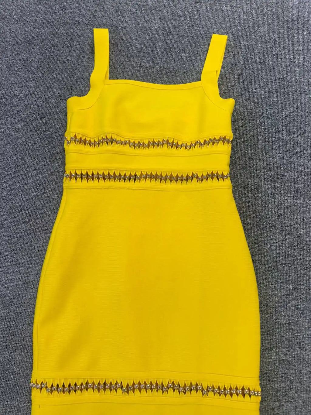 Fringe Hem Embellished Bandage Maxi Dress