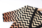 Chevron Pattern Button-Front Knit Maxi Dress