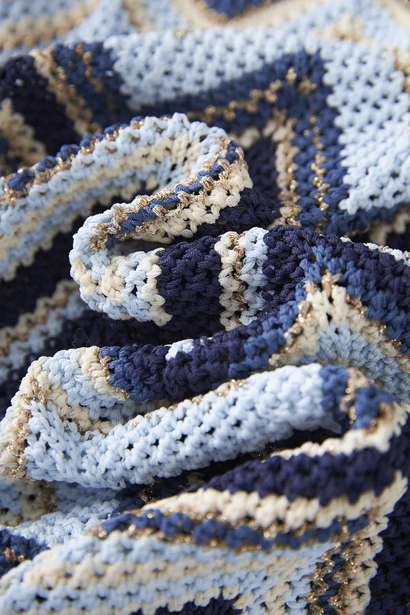 Chevron Knit Strappy Maxi Dress