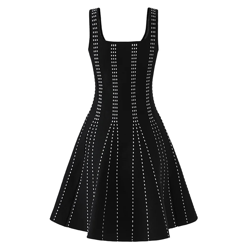 Studded Fit and Flare Knit Mini Dress