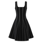 Studded Fit and Flare Knit Mini Dress