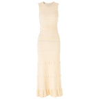 Ruffled Trim Knit Cardigan and Maxi Skirt Set