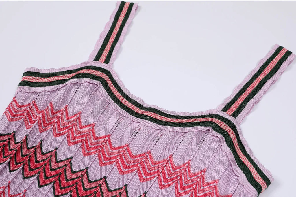 Striped Chevron Knit Maxi Dress