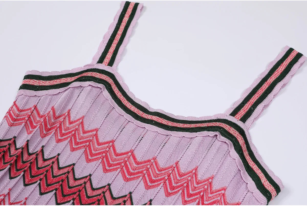 Striped Chevron Knit Maxi Dress