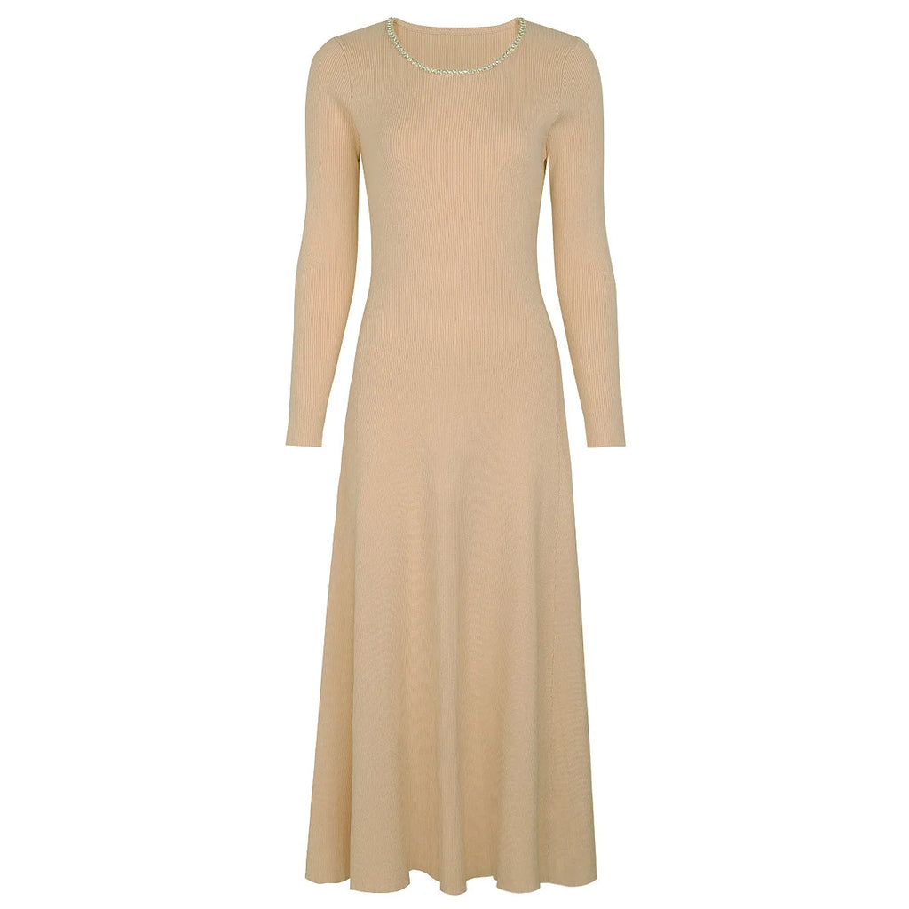 Elegant Long Sleeve Knit Maxi Dress