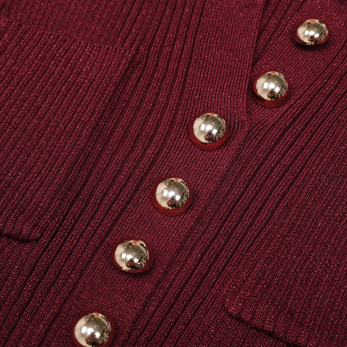 Button-Front Ribbed Knit Maxi Dress with Chain Belt